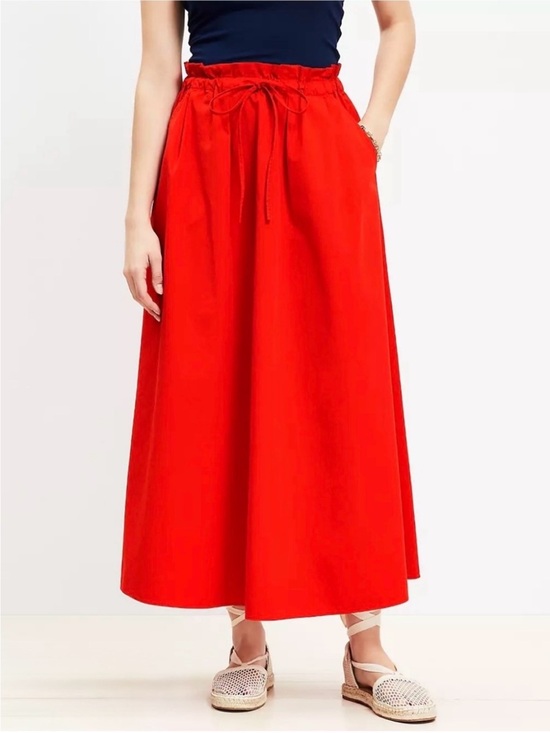 LOFT Dresses & Skirts - Loft Red Elastic Waistband With Strings Maxi Skirt Sz XS